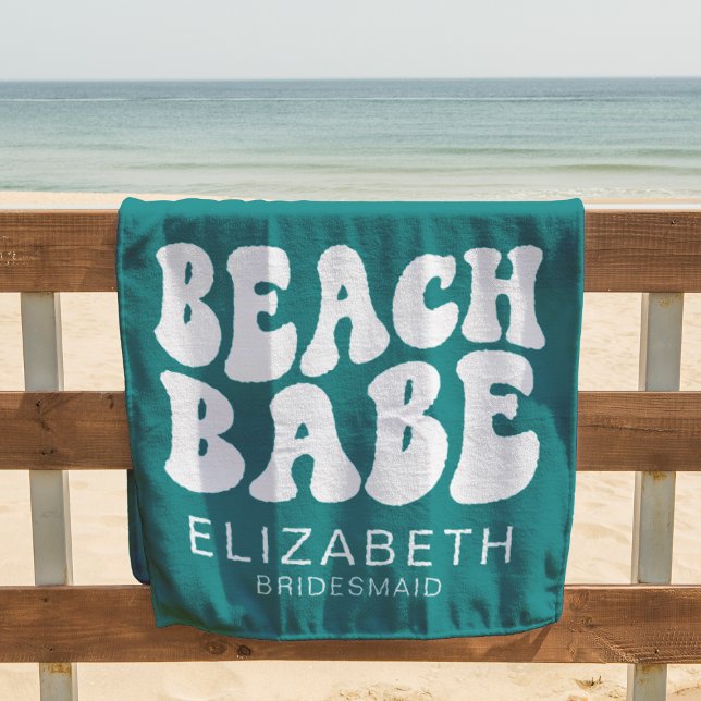 Toalla De Playa Beach Babe Verde azulado Guay Bachelorette Party R (Subido por el creador)