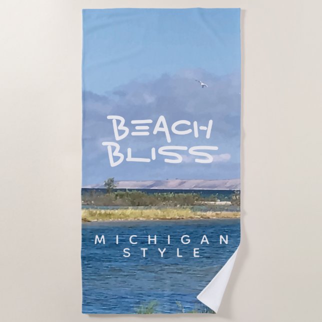 Toalla De Playa Beach Bliss Lake Michigan Lake Shore (Anverso)