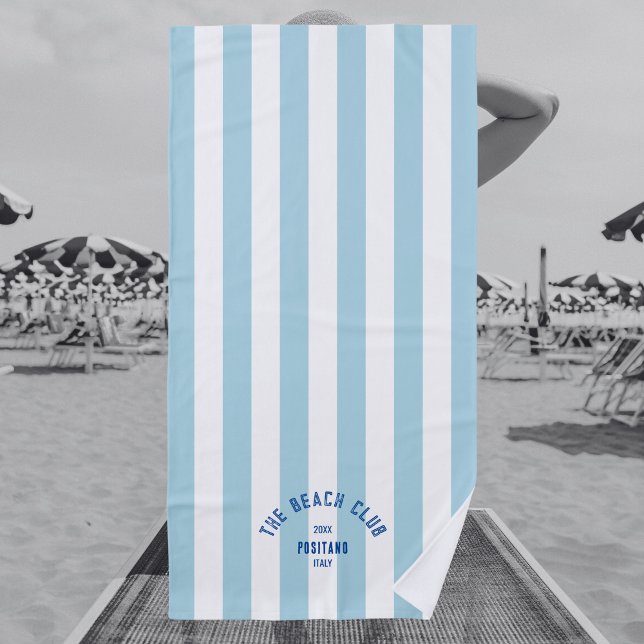 Toalla De Playa Beach Club Blue Escudo Pale Blue Cabana Stripe (Subido por el creador)