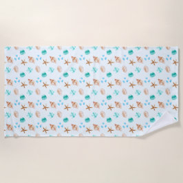 Toalla De Playa Beach Coastal Seashells Tropical Ocean