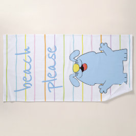 Toalla De Playa Beach Dog Blue "Beach Please"