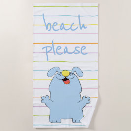 Toalla De Playa Beach Dog Blue "Beach Please"