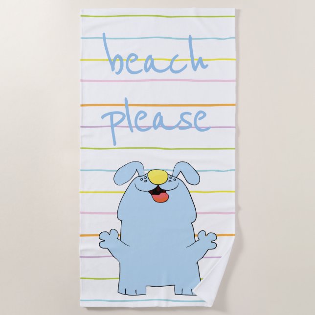 Toalla De Playa Beach Dog Blue "Beach Please" (Anverso)