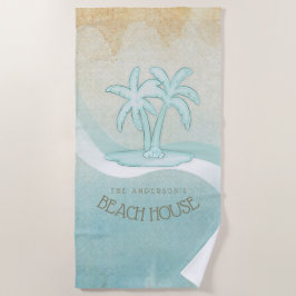 Toalla De Playa Beach House Palm Trees Aqua ID623