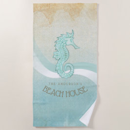 Toalla De Playa Beach House Seahorse Aqua Blue ID623