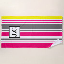 Toalla de playa - Beach Hut Stripes Rosa caliente
