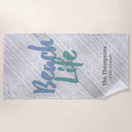 Toalla De Playa Beach Life con su nombre y ubicación en el muelle 