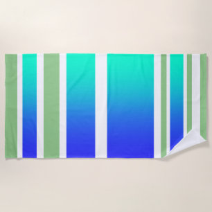 Toalla De Playa Beach Ocean Front Sand + Surf Aqua Stripes