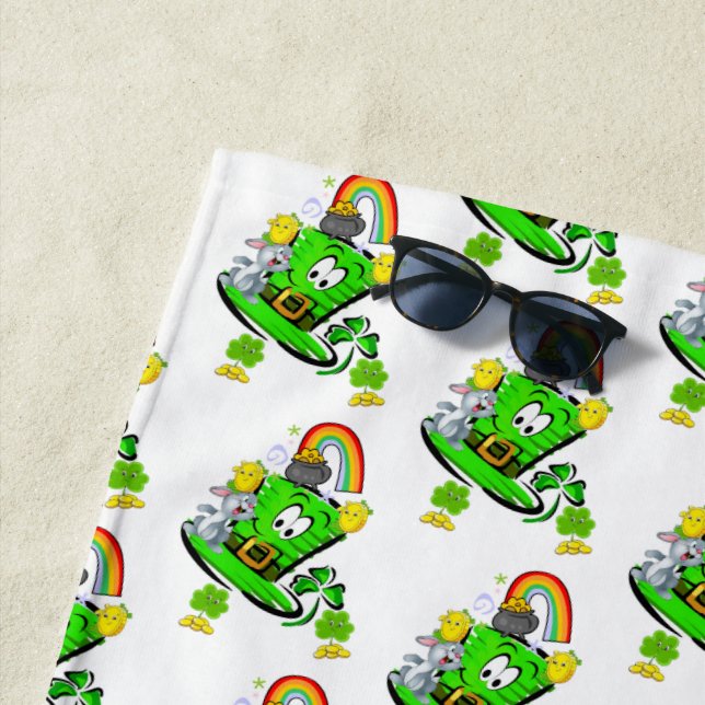 Toalla De Playa Beach Towel Happy St. Patrick's Day Rabbit (In situ)