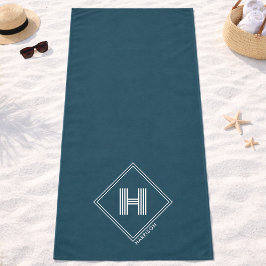 Toalla De Playa Beach Towel | Modern Geometric Monogram Initial