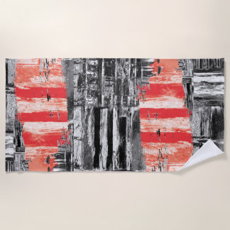 Toalla De Playa Beach Towel – Red Pulse Abstract Design