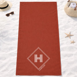 Toalla De Playa Beach Towel | Stylish Geometric Initial Monogram
