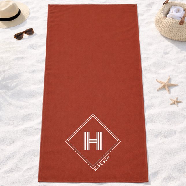 Toalla De Playa Beach Towel | Stylish Geometric Initial Monogram (Subido por el creador)