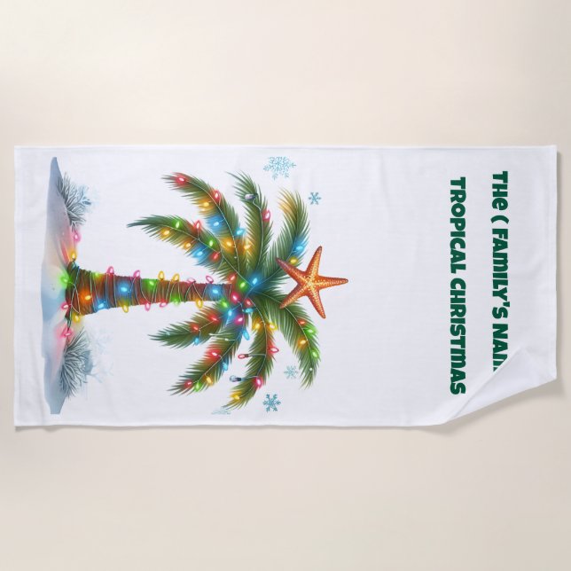 Toalla De Playa Beach Towel-Tropical Christmas Beach Towel (Anverso)