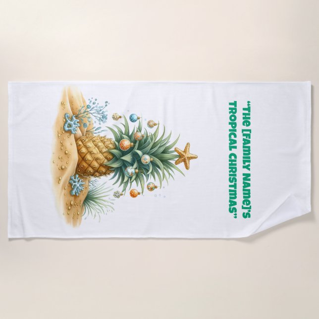 Toalla De Playa Beach Towel-Tropical Christmas Beach Towel (Anverso)