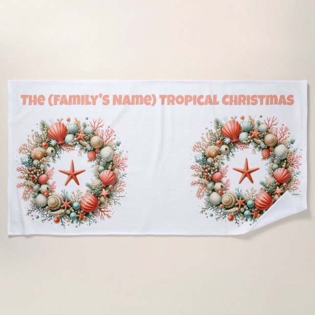 Toalla De Playa Beach Towel-Tropical Christmas Beach Towel (Anverso)