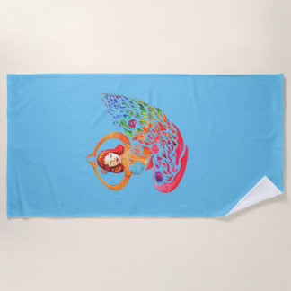 Toalla De Playa Beach Towel Yoga Meditation Rainbow Woman Silouete
