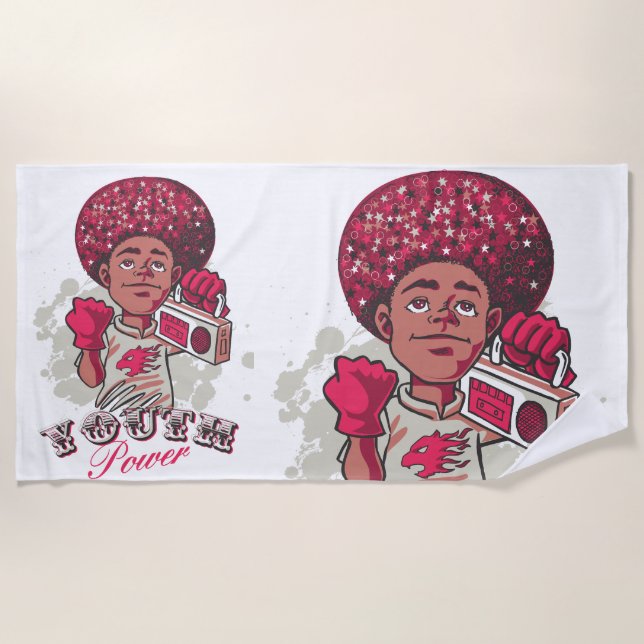 Toalla De Playa Beach Towel – YOUTH Power Afro & Boombox Urban  (Anverso)