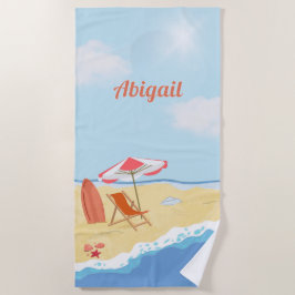 Toalla De Playa Beach Way by the Water, Name, Parasol, Chair