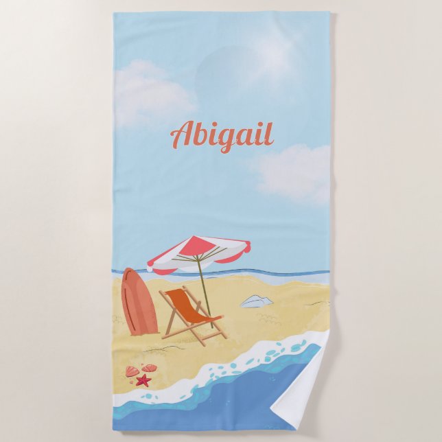 Toalla De Playa Beach Way by the Water, Name, Parasol, Chair (Anverso)