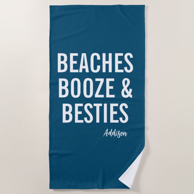 Toalla De Playa Beaches Booze & Besties Chicas Weekend Beach Toall (Anverso)