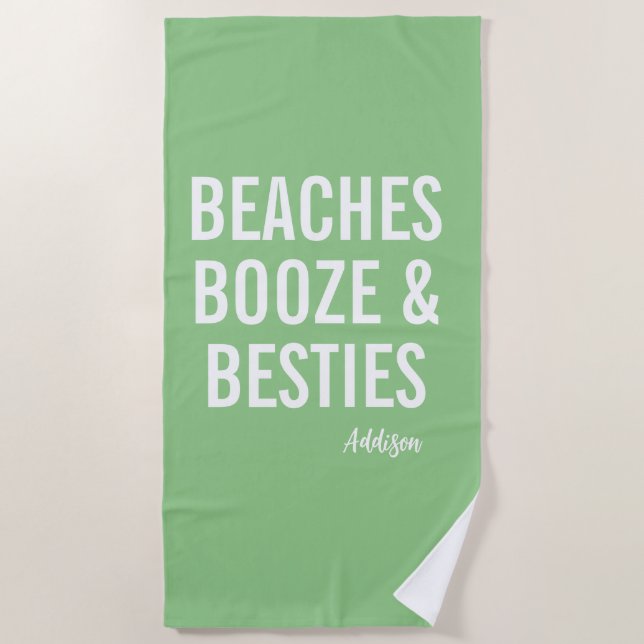 Toalla de playa Beaches Booze & Besties Green (Anverso)