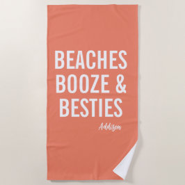 Toalla de playa Beaches Booze & Besties Orange Bea