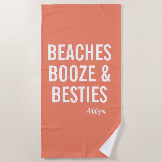 Toalla de playa Beaches Booze & Besties Orange Bea (Anverso)