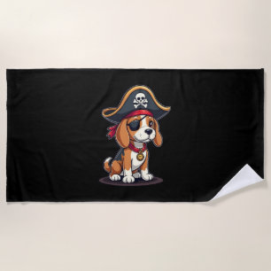 Toalla De Playa Beagle Pirate Costume Jolly Roger Bandera Cruz de 