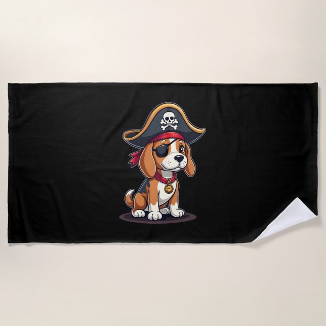 Toalla De Playa Beagle Pirate Costume Jolly Roger Bandera Cruz de  (Anverso)