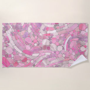 Toalla De Playa Bebbles Mosaic Art - Rosa Rubor Rosa