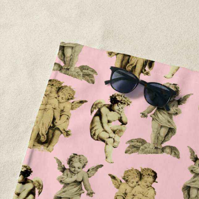 Toalla De Playa Bebé Cupido Ángel Rosa (In situ)