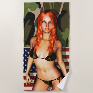 Toalla De Playa Bebé del bikini de Camo del americano