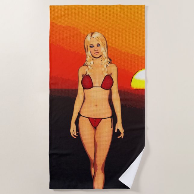 Toalla De Playa Bebé del bikini del cómic (Anverso)