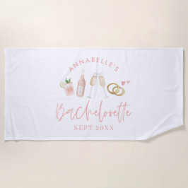 Toalla De Playa Bebidas modernas rosadas y femeninas fin de semana