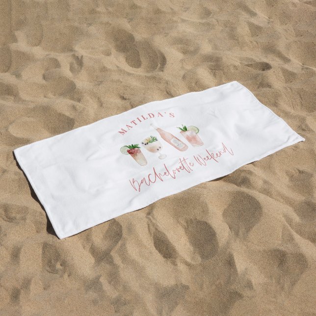 Toalla De Playa Bebidas modernas y rosadas fin de semana de solter (Subido por el creador)