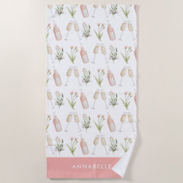 Toalla De Playa Bebidas modernas y rosadas playa de soltero 