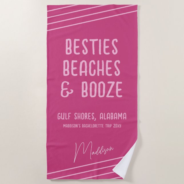 Toalla De Playa Bebidas rosas playas Booze Chicas viaje personaliz (Anverso)