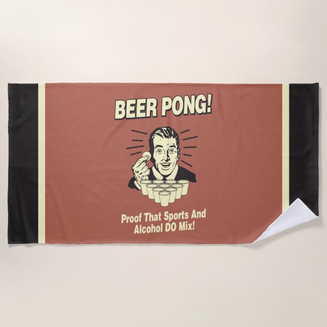 Toalla De Playa Beer Pong: Prueba de la mezcla de alcohol y deport (Anverso)