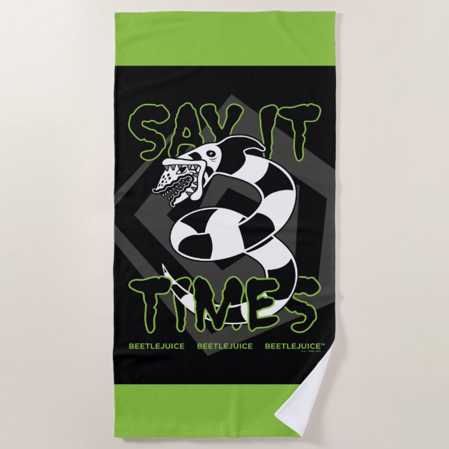 Toalla De Playa Beetlejuice | Say It 3 Times (Anverso)