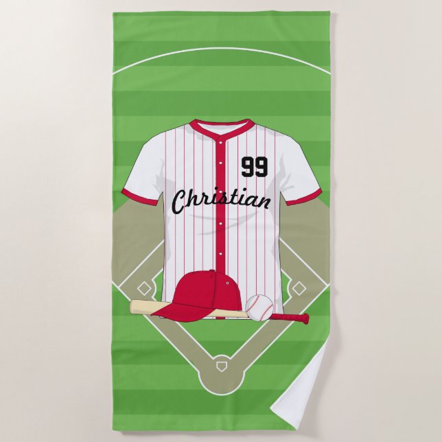 Toalla De Playa Béisbol personalizado (Anverso)