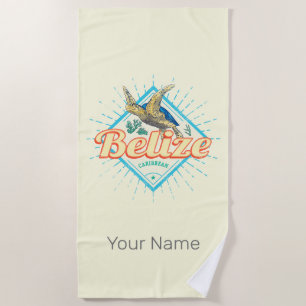 Toalla De Playa Belice Caribe Retro Turtle Vintage Souvenir