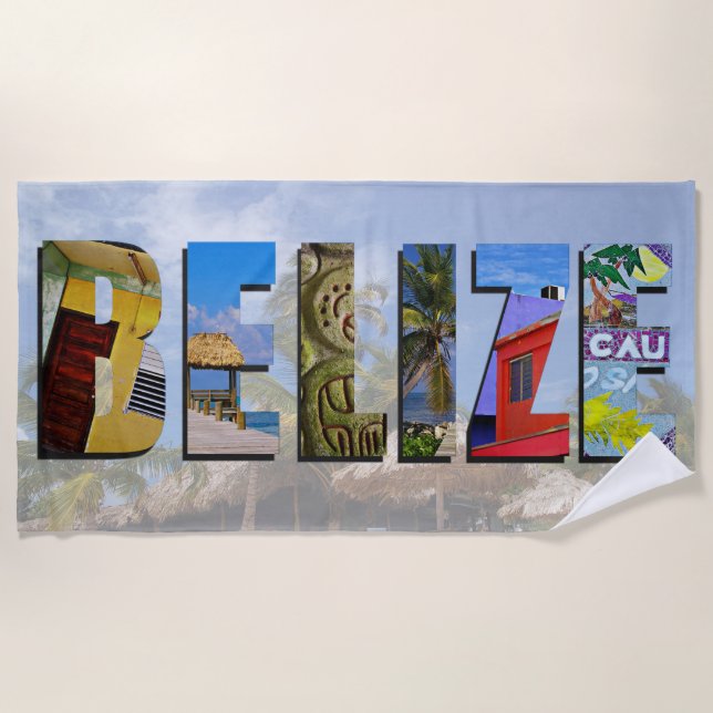Toalla De Playa Belice Tropical Beach Blue Ocean Travel Photo (Anverso)