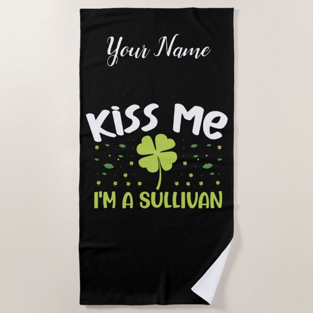 Toalla De Playa Bésame, soy un Sullivan - Apellido Sullivan (Anverso)