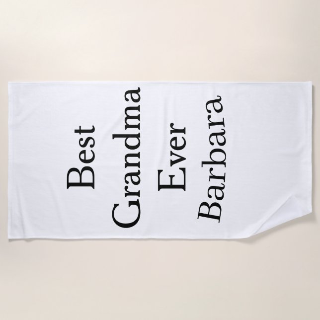 Toalla De Playa Best Grandma ever name date simple mothers day min (Anverso)