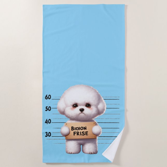 Toalla De Playa Bichon Frise travieso (Anverso)