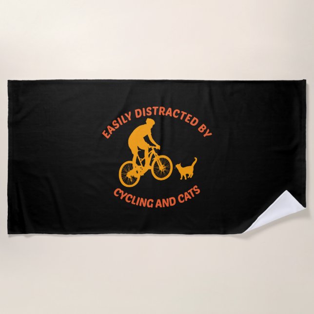 Toalla De Playa bicicleta y gato (Anverso)
