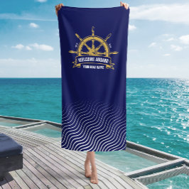 Toalla De Playa Bienvenida personalizado a bordo de la rueda náuti