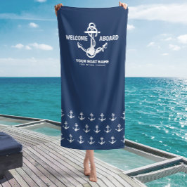 Toalla De Playa Bienvenido a bordo Barco Nombre Azul Náutico