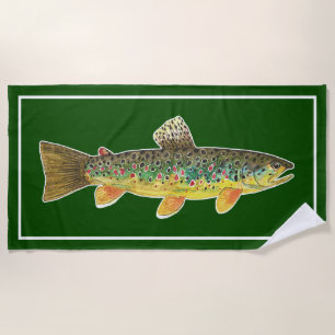 Toalla De Playa  Big Brown Trout Fly Fishing Ichthyology Guay Beac